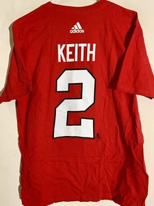 adidas  NHL T-Shirt Chicago Blackhawks Duncan Keith Red sz XL - Picture 1 of 1