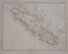 Original 1888 Map VANCOUVER ISLAND British Columbia Victoria Nanaimo Canada