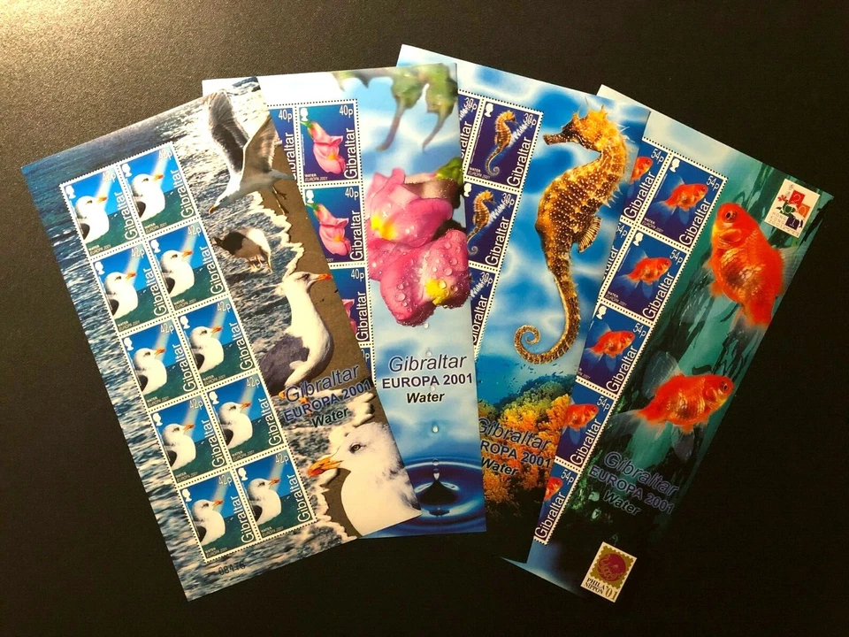 GIBRALTAR 2001 FISH , MARINE LIFE , BIRD, FLOWER  , 4 SHEETS , Sc 871-874 MNH - Image 1 of 1