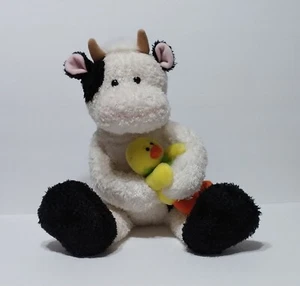 Gund Head and Tales Black/White Cow holding Baby Chick Plush 19" Stuffed Animal - Picture 1 of 11