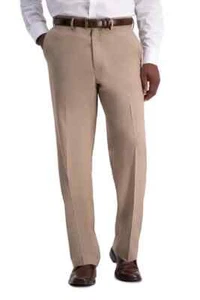 Haggar Hose Herren 34 x 34 Khaki Cool Pro Plissee Classic Fit Comfort Stretch - Bild 1 von 14