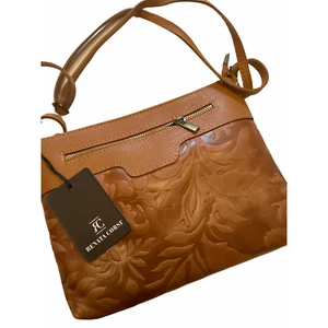 Renata Corsi – Borsa a tracolla in pelle goffrata COGNAC NUOVA CON ETICHETTA - Foto 1 di 6