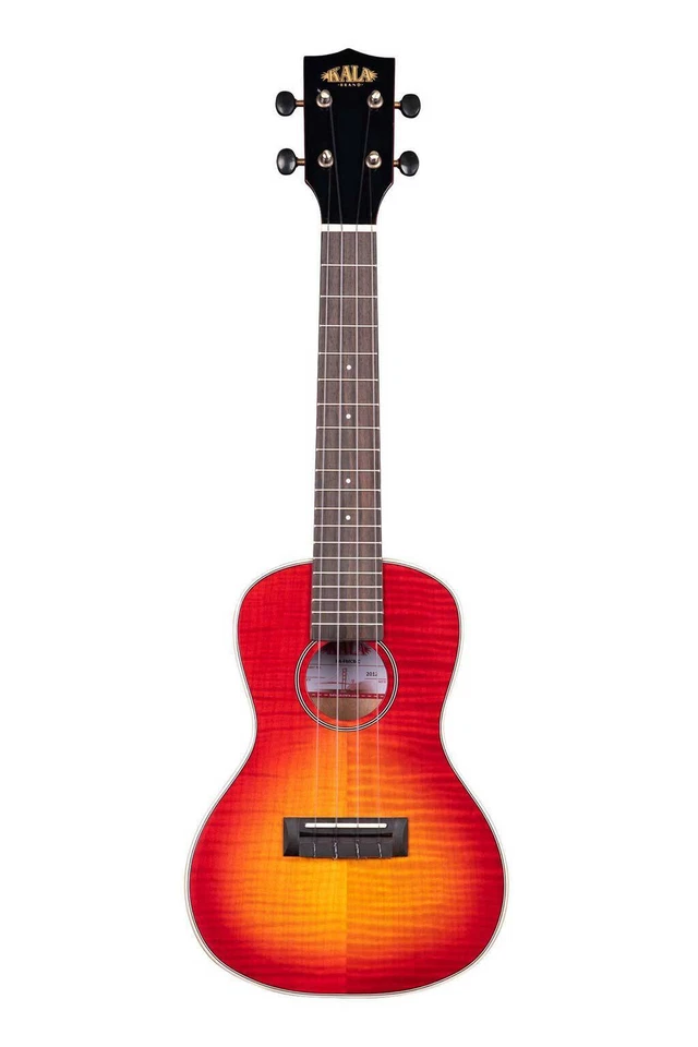 KALA Gloss Flame Maple Burst Series Ukulele in Concert Cherry Burst with Flame