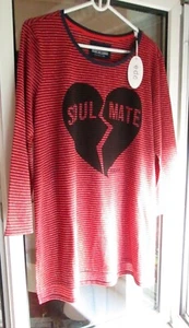 EDC ESPRIT TUNIKA LONG SHIRT HERZ TYPO PRINT GESTREIFT ROT SCHWARZ XXL 44 NEU - Bild 1 von 9