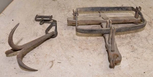 Spectular blacksmith forged wolf beaver trap & drag antique collectible tool - Picture 1 of 6