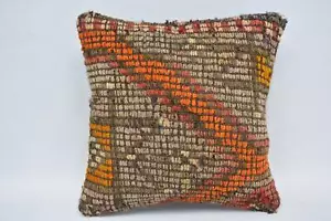 Handmade Kilim Cushion, Antique Pillows, 12"x12" Orange Pillow Sham - Bild 1 von 6