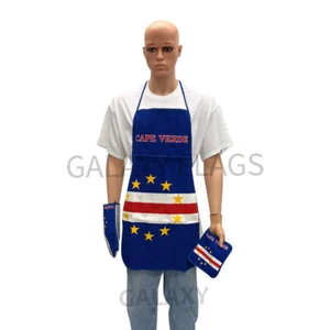 Juego de 3 piezas de cocina y barbacoa con bandera de Cabo Verde con delantal horno mitón soporte bandera de Cabo Verde - Imagen 1 de 7