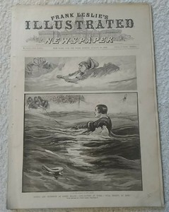 Frank Leslie's Ill. NEWS Coney Island Brooklyn LIFE SAVERS @WORK AUGUST 28 1886 