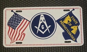 Rare Pennsylvania License Plate  Freemasons Flag Booster Aluminum License Plate - Picture 1 of 2