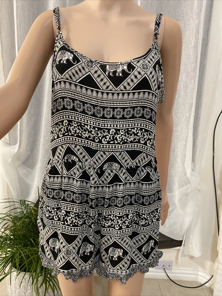 Mameluco de cintura elástica Forever 21 Juniors grande/L negro/blanco Foto 1 de 4