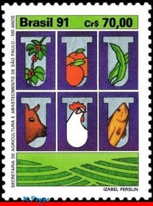 2340 BRAZIL 1991 DEPARTMENT OF AGRICULTURE AND PROVISION, OX, MI# 2442, MNH - Picture 1 of 2