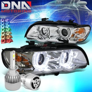 CHROME 3D RGB COLOR ANGEL EYES HEADLIGHT+WHITE LED H1 HID W/FAN FIT 00-03 E53 X5 - Picture 1 of 12