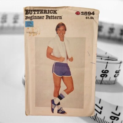 Pantalones Cortos Atléticos Pequeños Patrón Butterick 3694 Para Hombre Sin Cortar De Colección Años 70 Foto 1 de 4