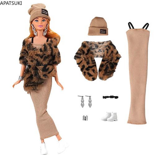 VETEMENTS Abiti cappotto di pelliccia leopardata marrone per abiti bambola 11 5" accessori bambola 1 6