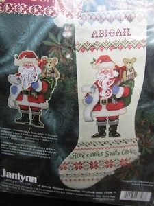 Here Comes Weihnachtsmann gezählt Kreuzstich Strumpf Ornament Kit Janlynn - Bild 1 von 10