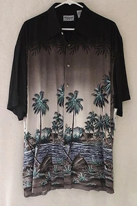 Windham Pointe Herren Hawaii Camp Hemd Schwarz L 100% Viskose - Bild 1 von 4