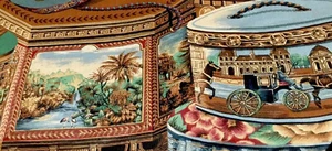 Handmade Fabric Placemats Set of Four Beautiful Victorian Hat Boxes 12x16” - Picture 1 of 7