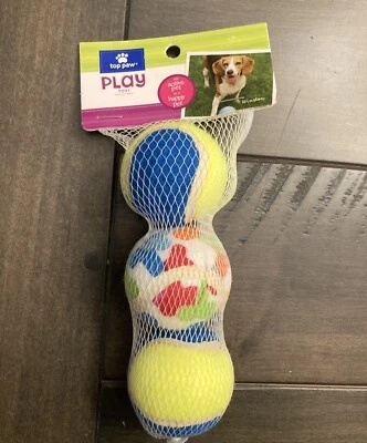 Top Paw Play Juguetes para Perros PACK 3 PELOTAS DE TENIS 2" Nuevo Foto 1 de 4