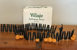 VTG Department 56 Village Halloween Fence 52702 Set of 2 Accessories Cat Pumpkin - Picture 1 of 1
