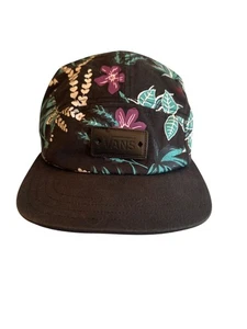 Vans One Size Black Floral Print 5 Panel Camper Hat Adjustable Strap - Picture 1 of 6