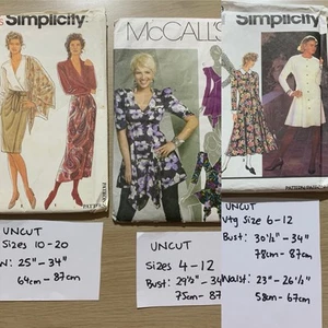 3x Vintage Sewing Patterns Uncut 90s Button Dress Midi Skirt Y2K Top Size S / 10 - Picture 1 of 19