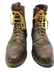Red Wing Boots Mens 9 Brown ANSI Z41 PT99 MI/75 C/75 Steel Toe Need New Soles - Picture 1 of 9