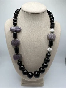 Beautiful Jay King DTR Sterling Silver 925 Black Onyx Purple Stone necklace - Picture 1 of 9