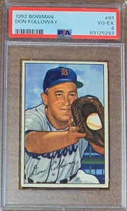 1952 Bowman Baseball #91 Don Kolloway Detroit Tigers PSA 4 Nicely Centered - Picture 1 of 2