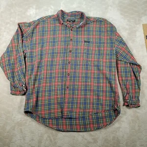 VTG WORN Structure Red Blue Tartan Plaid Button Up Shirt Men's Sz XL - Picture 1 of 15