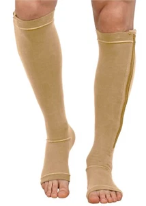 Calze Mediche a Compressione con Chiusura Zip-Sotto il Ginocchio, ALTA COMPRESSIONE - Foto 1 di 16