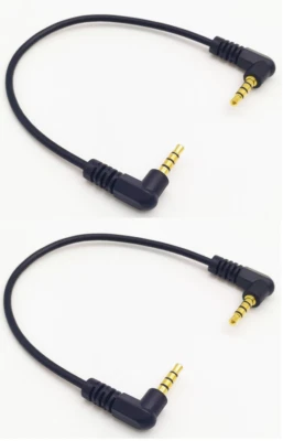 2PACK 20CM 3.5MM Male To Male Car AUX Cord Audio Bent Cable 90 degree 4-poles - Image 1 of 4