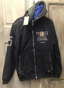 NWT CAMP DAVID Jacket Mens Full Zip Embroidered Softshell Jacket Hood Navy M - Picture 1 of 7