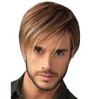 Men Natural Short Straight Full Wigs Male Ombre Blonde Brown Hair Wig Toupee UK