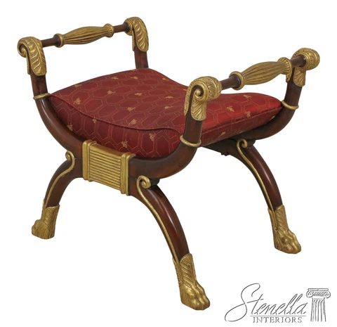 L59130EC: MAITLAND SMITH Regency Style Mahogany & Gold Bench Or Stool Cover