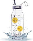 Bottled Joy Water Bottle 1L, Sports Water Bottles with Straw & Handle, BPA-Free