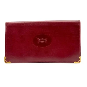 Auténtica cartera larga Cartier Logo de cuero plegable burdeos Must de Cartier - Imagen 1 de 24
