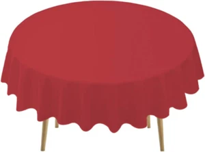 Red Plastic Tablecloths 2 Pack Ruby Disposable Table Covers 84 Inch Circle Brida - Picture 1 of 12