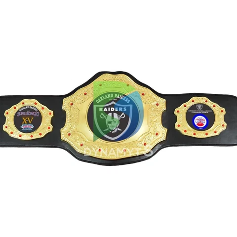 Oakland Raiders Las Vegas Raiders Championship Replica Leather Belt Adult Size Cover