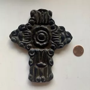 WALL HANGING CROSS CRUCIFIX Cast Aluminum (?) Mexico Artesanias 5” - Picture 1 of 5