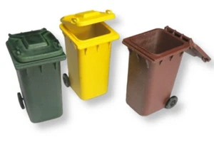 5 x Papelera de basura WHEELIE impresa en 3D escala 1:18 modelo diseño de paisaje en miniatura - Imagen 1 de 2