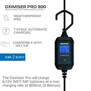 Oxford Oximiser Pro 900 Motorcycle Battery Charger Optimiser Kit UK Model EL201 - Picture 1 of 6