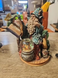 Dragon Wizard Sculpture Gothic Legends Crystal Ball Painted Statue Resin - Picture 1 of 13
