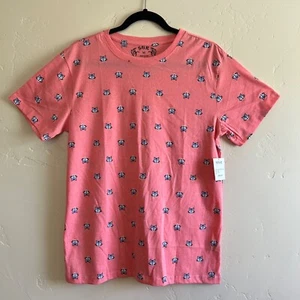 SGR men's fox print short sleeve cotton blend pullover t-shirt pink size M - Picture 1 of 8