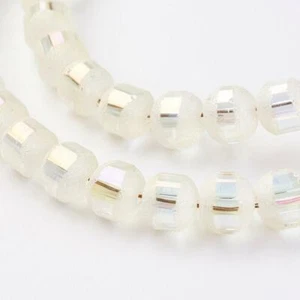 10 Electroplated Glass Beads White Frosted AB Unique Jewelry Supplies Set 6mm - Picture 1 of 1