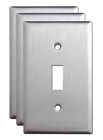 3 Pack Single Toggle Brush Satin Nickel Stainless Steel Wall Cover Switch Plate 