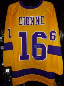 MARCEL DIONNE (HOF 92) # 16 AUTO'D LOS ANGELES KINGS GOLD CROWN JERSEY JSA AUTH - Picture 1 of 5