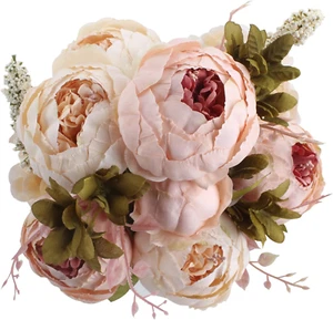 Fake Flowers Vintage Artificial Peony Silk Flowers Wedding Home Decoration,Pack - Picture 1 of 12