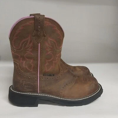 Justin Wanette Steel Toe Work Boot Brown Womens Size 6.5B - Image 1 of 4