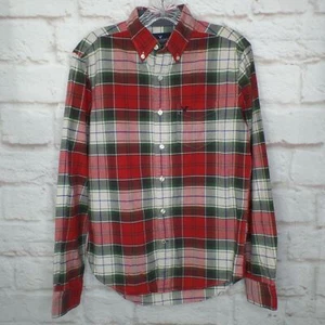 American Eagle Mens XS Button-down Shirt Classic-Fit Plaid Red Cotton - Picture 1 of 6
