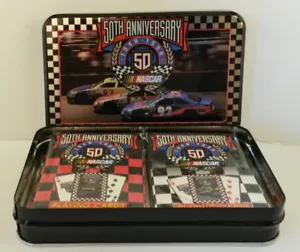 Carte da gioco NASCAR 50° anniversario con latta da collezione - carte sigillate nuove - Foto 1 di 7